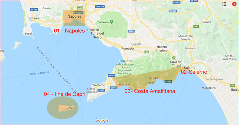 Mapa Da Costa Amalfitana Com Dicas Exclusivas E Videos Fotos Da Italia